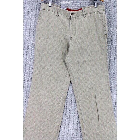 Alberto Pants Mens Size 34x34 Brown Striped Stretch Comfortable Flat Front NWT - Picture 2 of 12